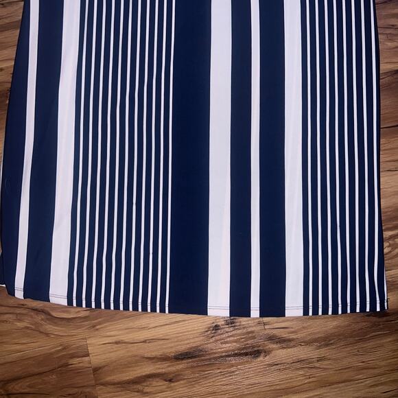 Blue White Striped Maxi Dress Sleeveless Stretchy Long Summer Dress Size Medium - Picture 3 of 12